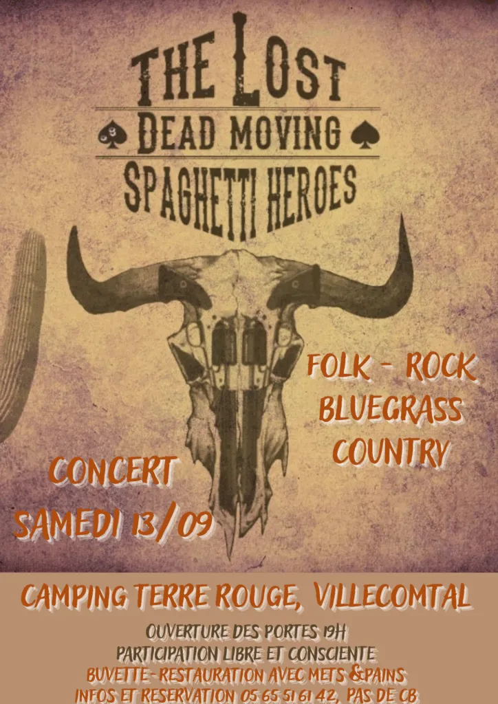 Actualités - Concert camping Terre Rouge. The Lost Dead Moving Spaghetti Heroes