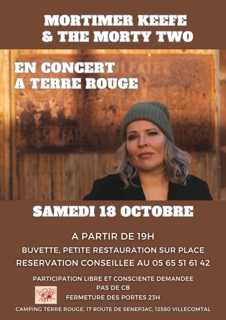Concert Mortimer Keefe camping Terre Rouge, Villecomtal, Aveyron, Tourisme, Rodez, Conques, Estaing, Bozouls, Milja Kaunisto