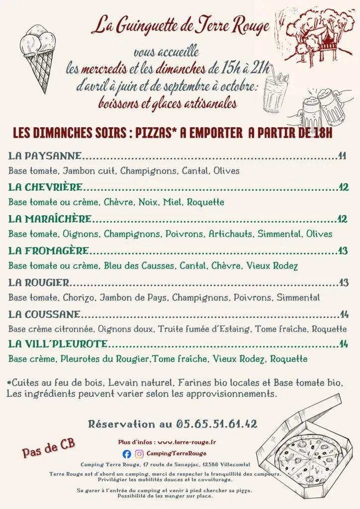 Carte des pizzas